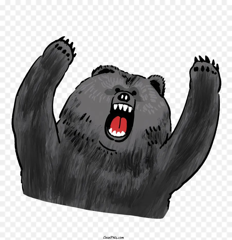 Cartoon Schwarzbär, der auf Hinterbeinen steht, heulte brüllend - Aufgeregter Schwarzbär, der Jacke und Jeans trägt