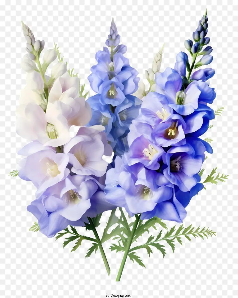 florales Design - Symmetrische Anordnung von lila und weißen Blüten