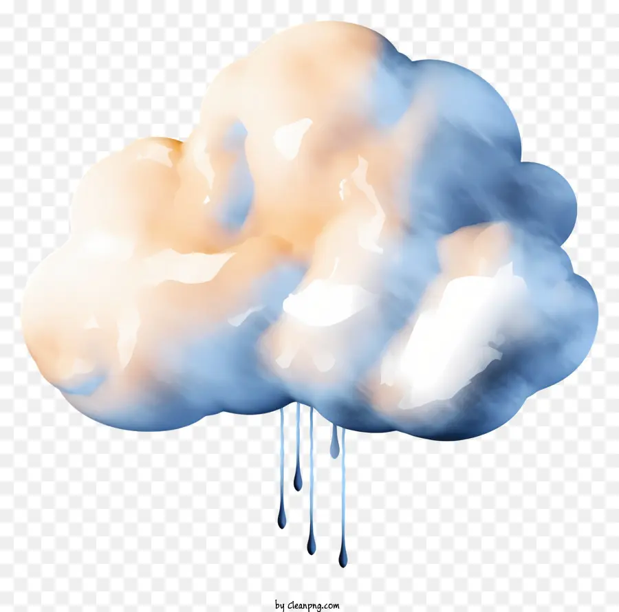 Aquarellwolke Wolke White Center Blue und Orange Specks Tröpfchen - Wolke mit weißem Zentrum, blauen und orange Flecken, Tröpfchen