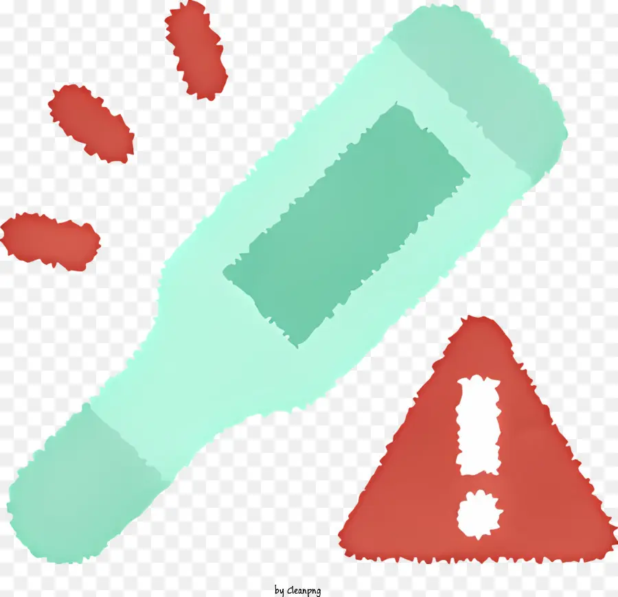 Cartoon acquerello dipinto di avvertimento rosso Triangolo verde Stetoscopio Segno di avvertimento rosso - Pittura ad acquerello di simboli di avvertimento per uso medico