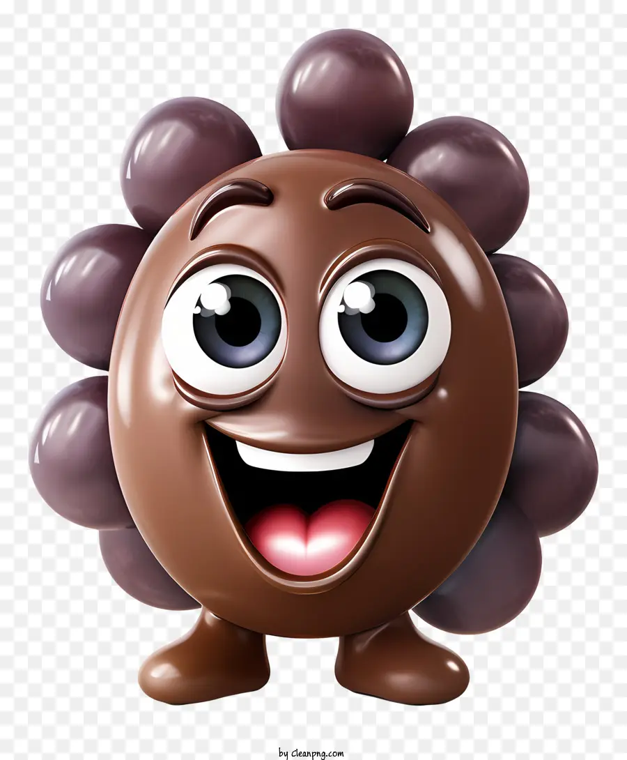 Schokolade ei - Lächelnde Schokoladenkuchen und Ei mit Luftballons