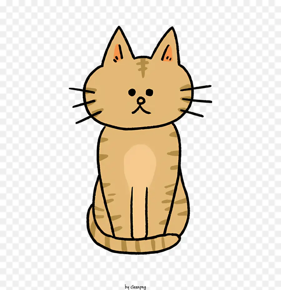 Cartoon braune Katzen Hinterbeine anstarren sitzen - Braune Katze mit intensivem Blick sitzt