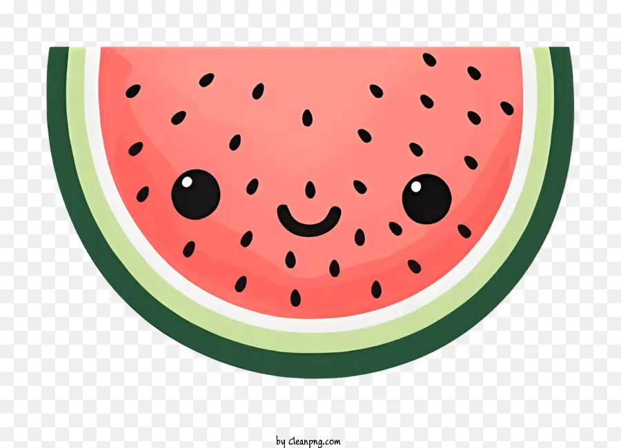 Wassermelone - Cartoon Wassermelonenscheibe mit lächelnder Gesichtsabbildung