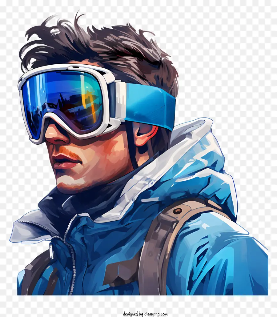 paesaggio invernale - Illustrazione digitale di uno sciatore in inverno