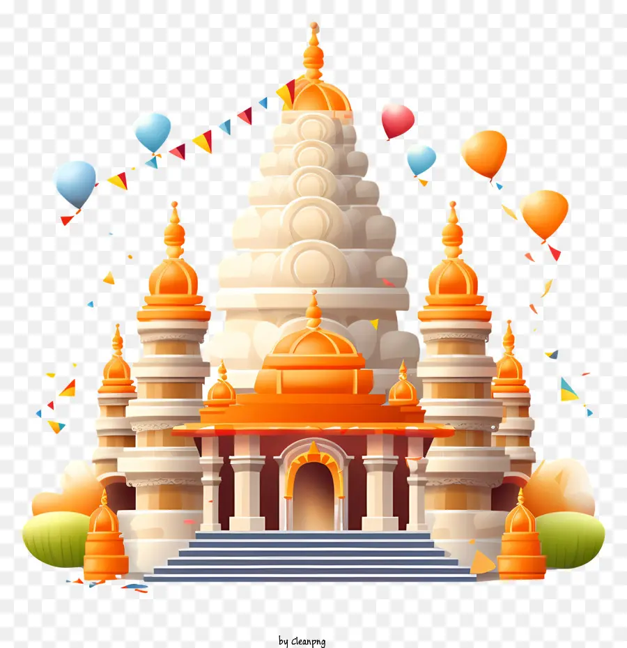Makar Sankranti - Hindu -Tempel mit farbenfrohen Luftballons im Inneren geschmückt