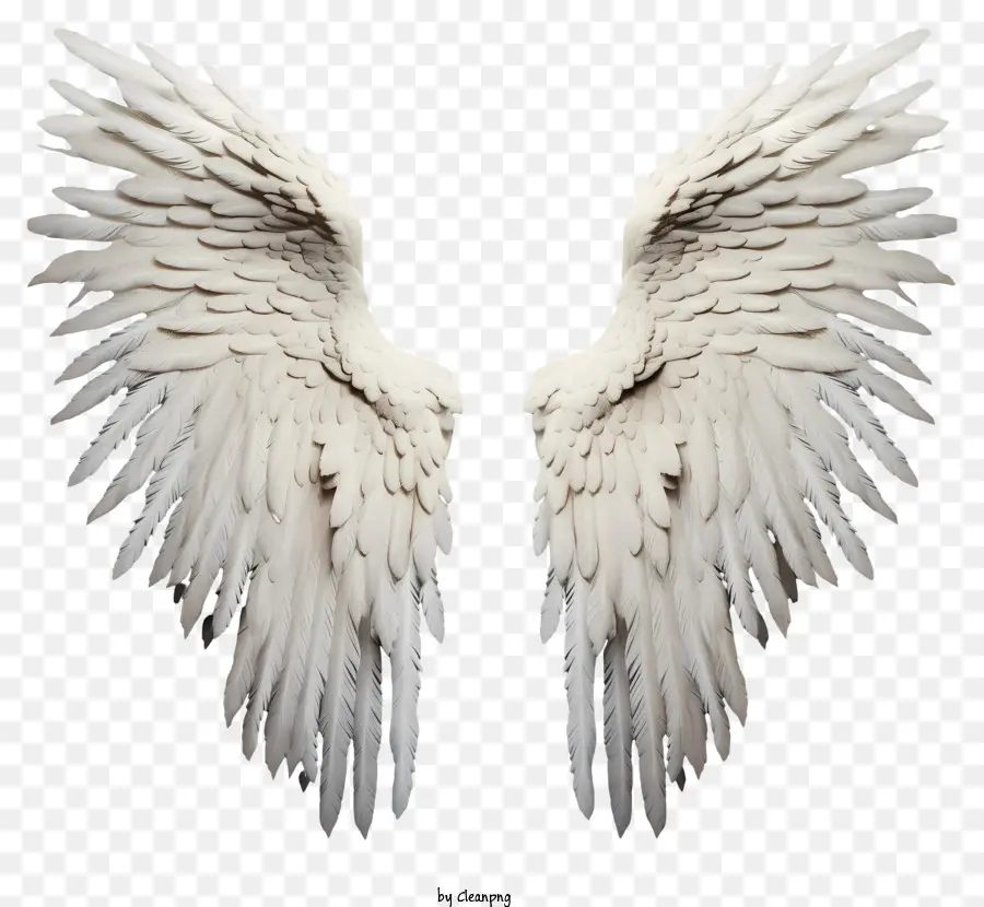Angel Wings - Symmetrisch gefaltete weiße Engelsflügel auf schwarzem Hintergrund