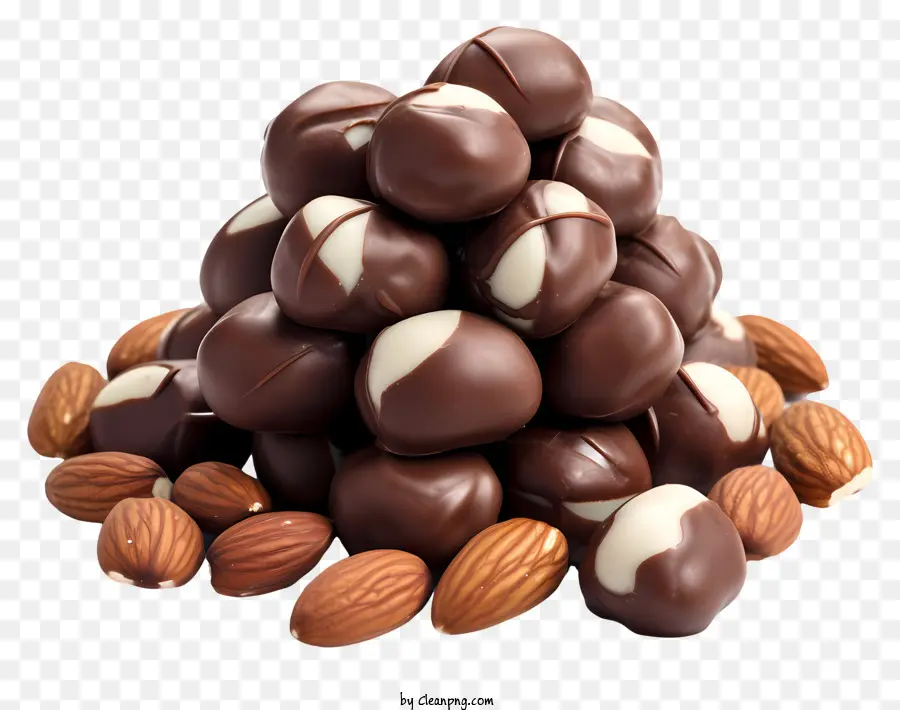 Cioccolato Coperto qualsiasi giorno tartufo cioccolato mandorle al cioccolato cremoso mandorle sparse - Pila di tartufi di cioccolato con mandorle sparse