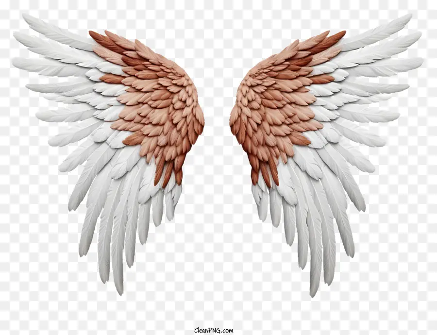 Angel Wings - Symbolische weiße Flügel mit goldenen Quasten, die mitten in der Luft schweben