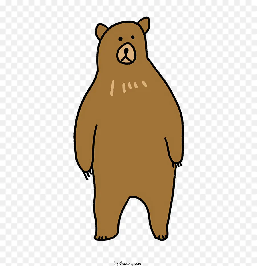 orso marrone cartone animato orso marrone orso con occhi grandi con naso lungo - Orso marrone domestico con braccia distese che indossa una camicia a strisce