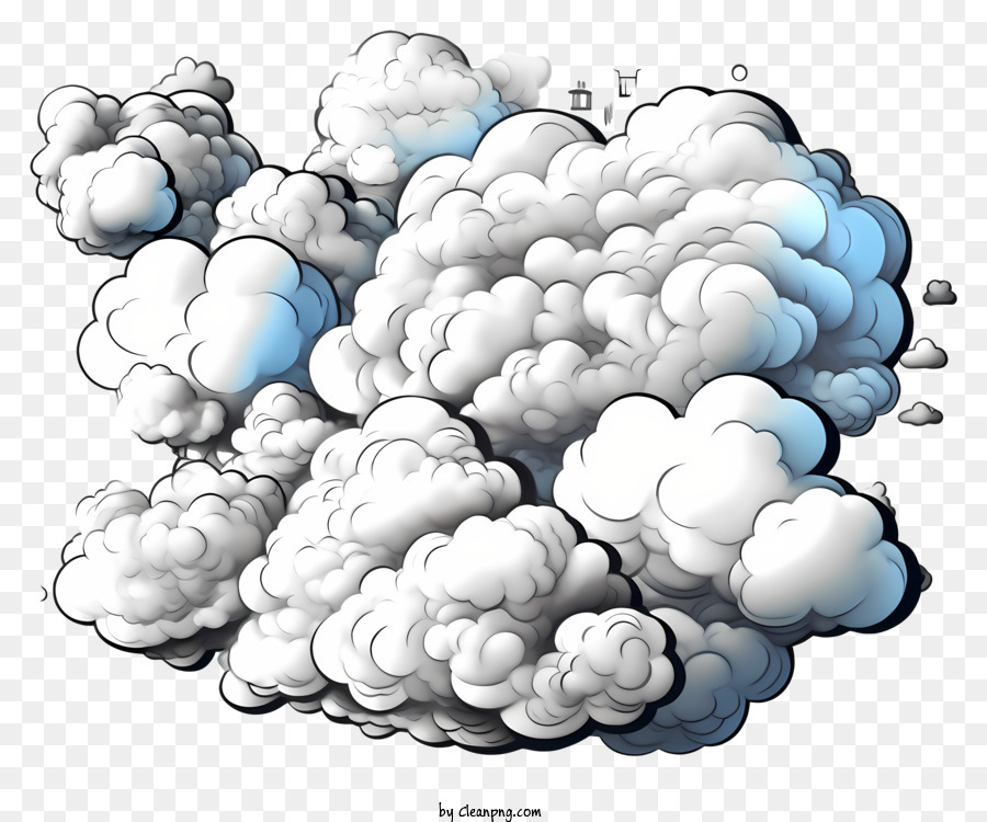 Doodle Cloud - Cartoonish white smoke cloud on black background