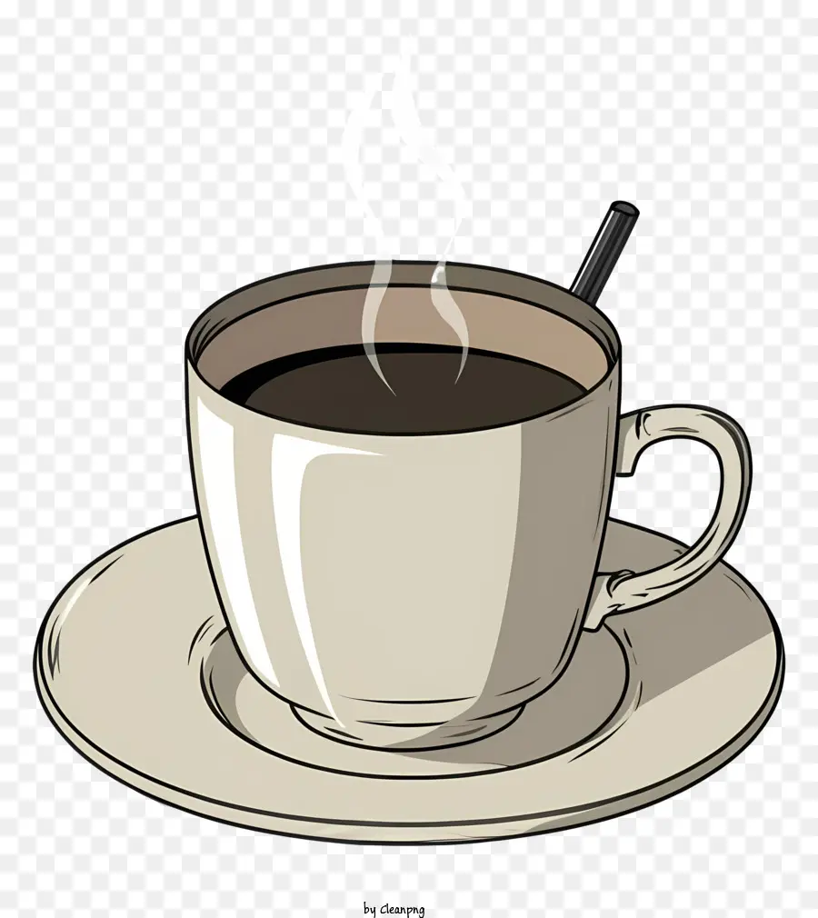 tazza di caffè - Tazza di caffè con cannuccia su piattino bianco
