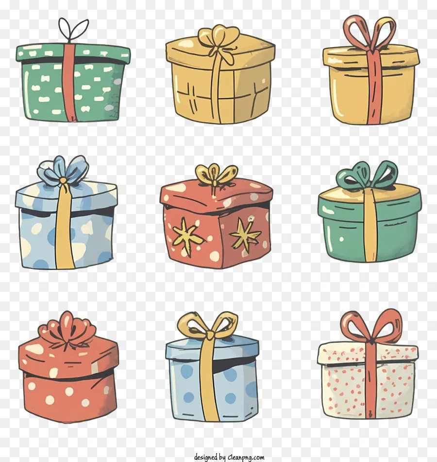 scatole regalo da cartone animato Ribbons Bows Colours - 12 scatole regalo con nastri e fiocchi