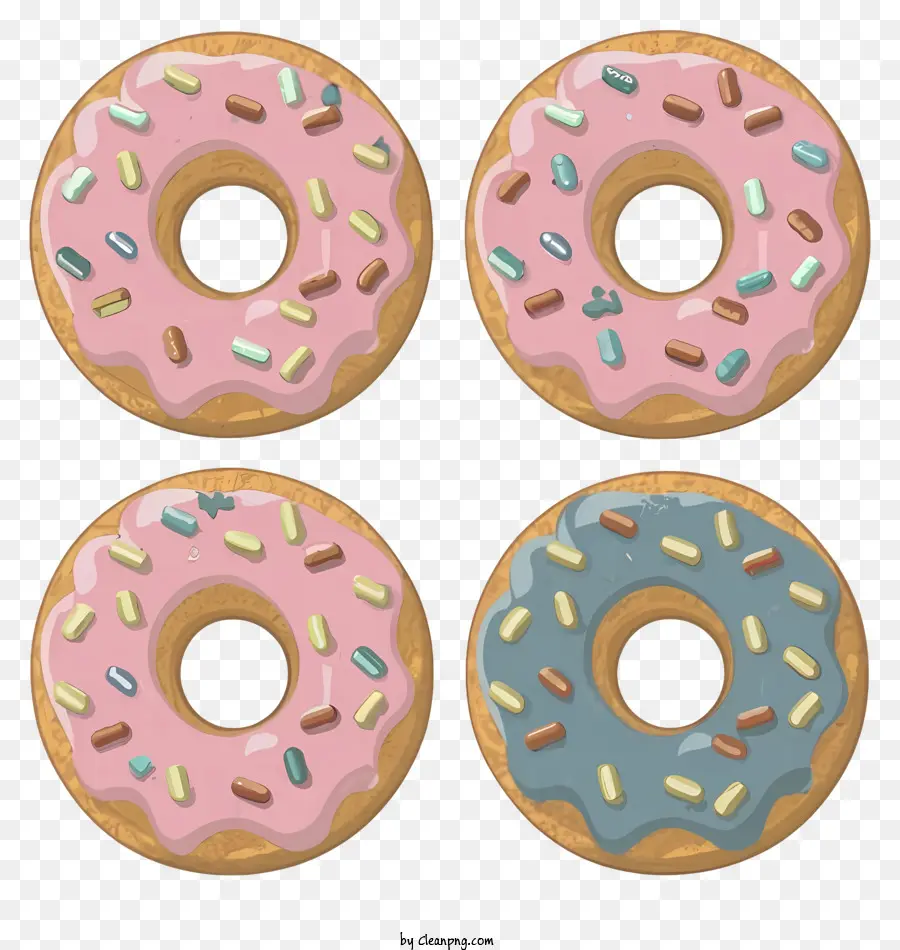 Streusel - Drei Donuts mit rosa und blauem Zuckerguss