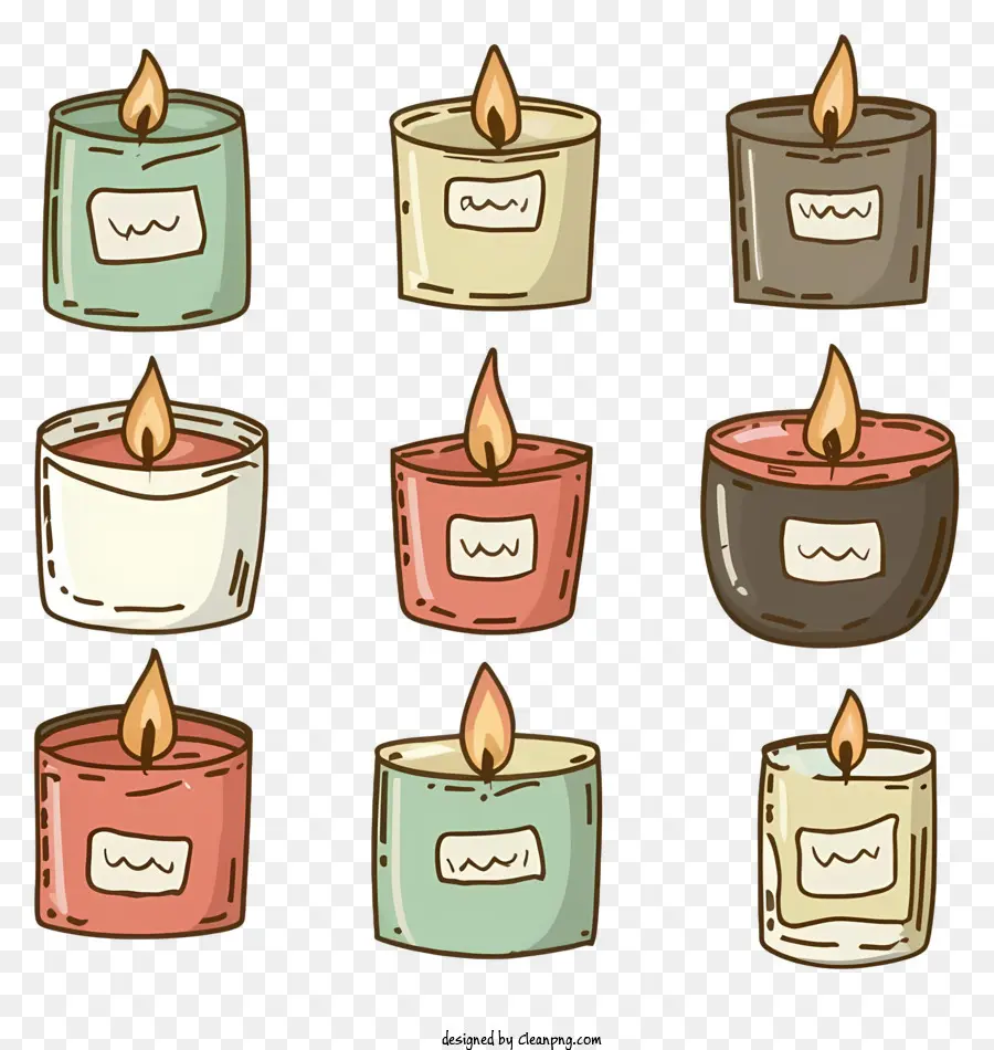 Cartoon Kerzen Kerzen Nachrichten verschiedene farbige Kerzen Kerzenmaterialien - Farbenfrohe Kerzen mit von den Händen gehaltenen Nachrichten