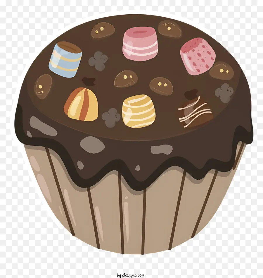 Cartoon Schokoladenkuchen Schokolade Zuckerguss Schokoladen -Chips Schokoladenkonzentrationen - Reicher Schokoladenkuchen mit dekadenten Schokoladen -Toppings