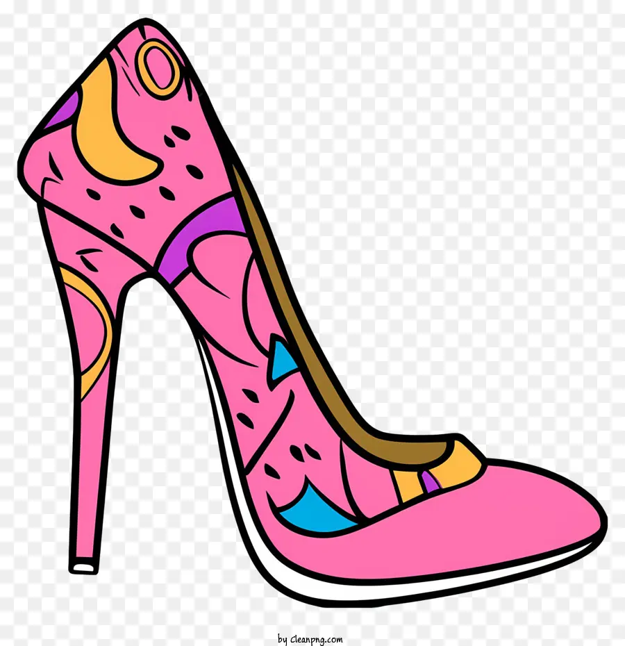 scarpa alta fumetti tacco colorato tessuto design o scarpa di carta alta tallone - Scarpa giocosa e colorata rosa alto