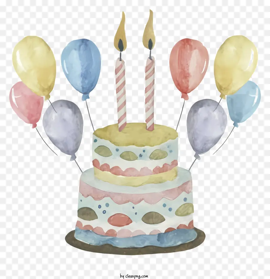Torta di compleanno - Immagine della torta di compleanno con candele e bevande