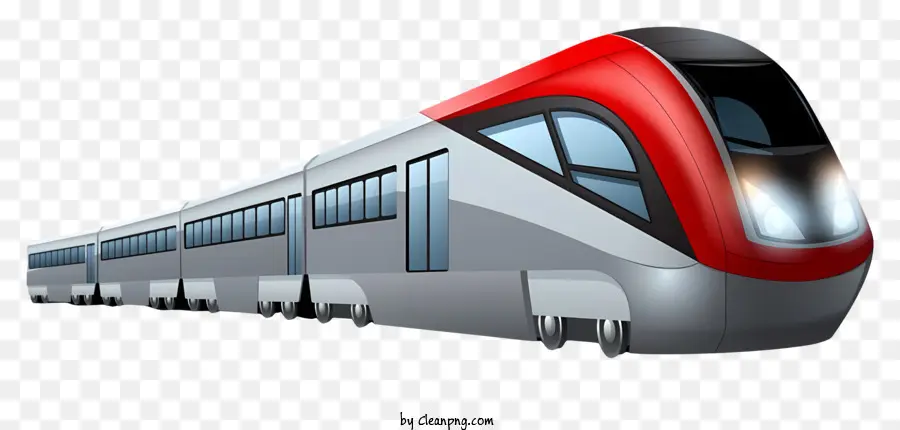 sedili da viaggio in treno di treno rosso metallico - Treno metallico rosso con finestre tinte, muovendo elegante