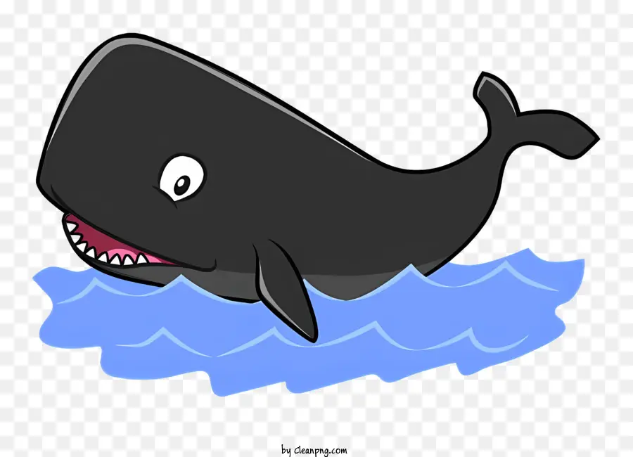 Wal cartoon - Lustiger Zeichentrickwal mit offenem Mund und Schwanz aus