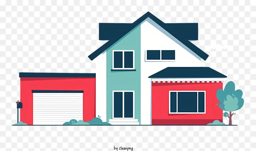 Haus kleines Haus freigelassenes Haus rotes Haus weiß und blaues Haus - Kleines rot, weiß und blaues Haus mit Garage