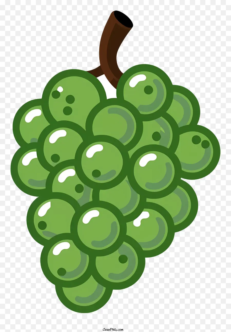 Cartoon Green Trauben Traubenorte Traubenblasen rund Trauben - Grüne Trauben mit Blasen auf dunklen Zweigen