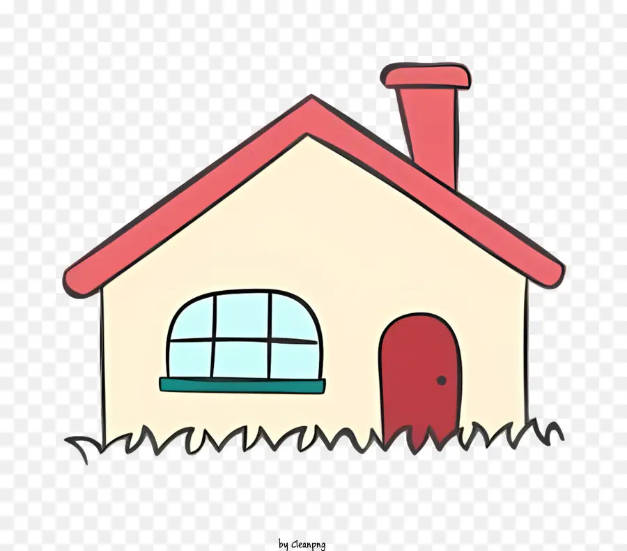 House House Drawing Simple House Realistic House Red Door - Immagine semplice e realistica di una Casa Bianca