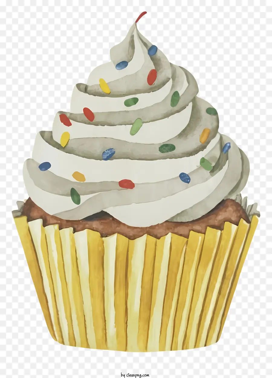 Streusel - Aquarellmalerei von Schokoladen -Cupcake mit Streusel