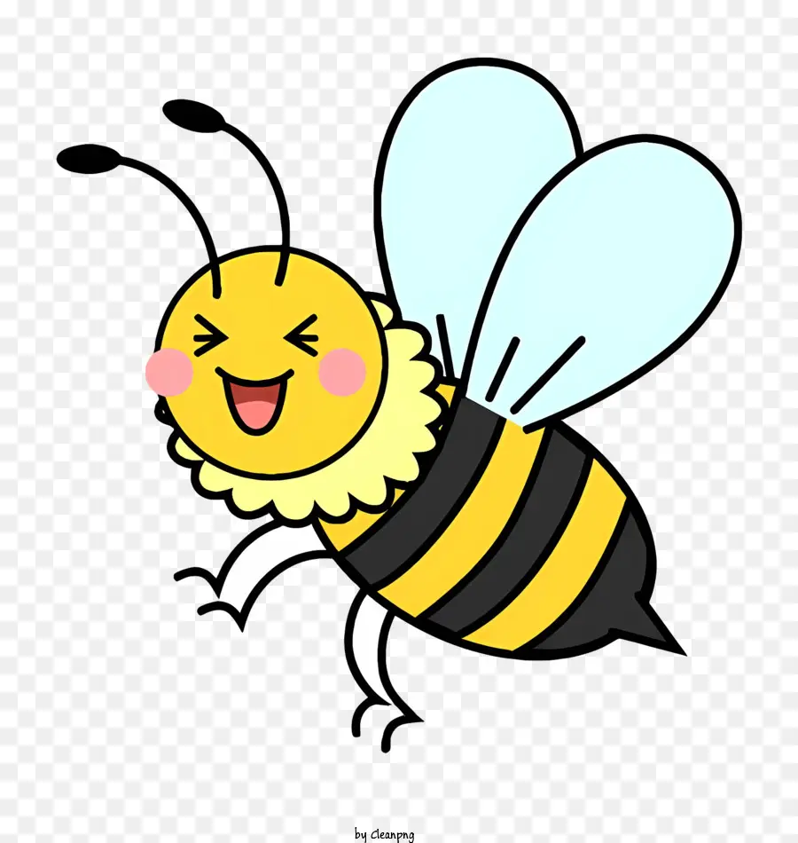 cartoon Biene - Cartoonbiene mit offenem Mund und Lächeln