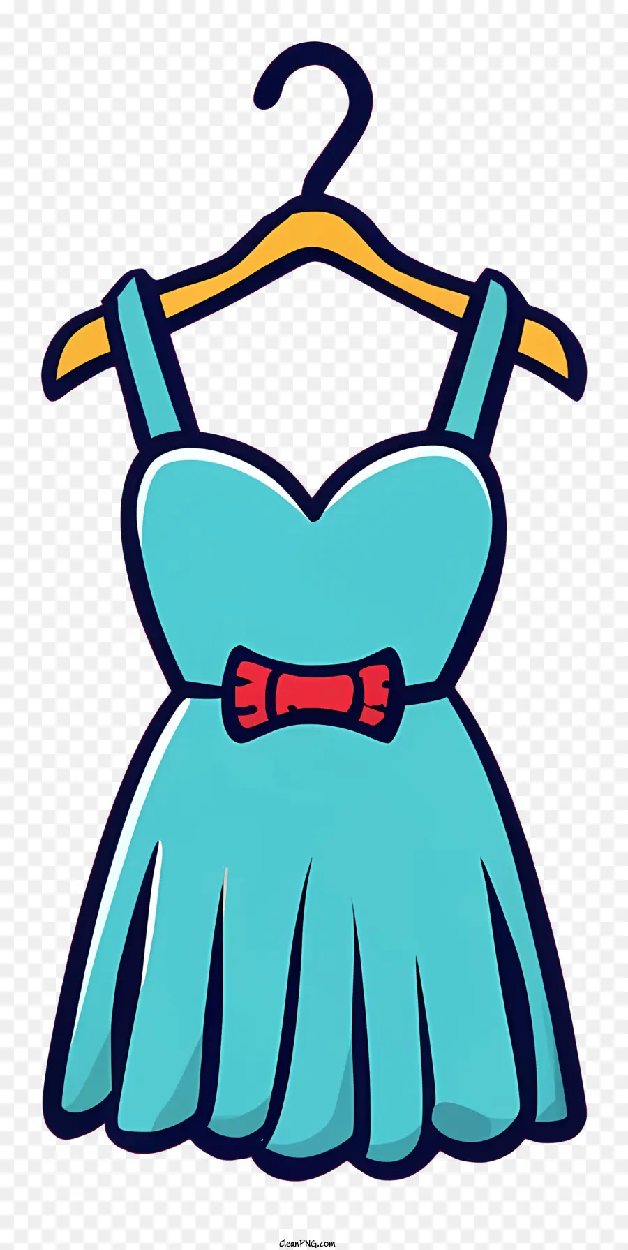Cartoon blaues Kleid rotes Bogen weißer Kragen Kurzärmele - Blaues Kleid mit rot -weißen Details