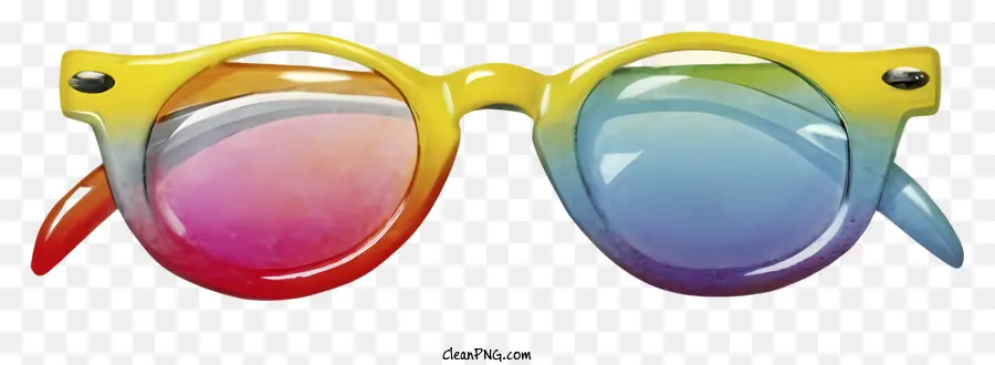 Cartoon Bunte Sonnenbrille Plastik Sonnenbrille Reflexionslinsen Schwarze Felgen - Reflektierende Linsen mit bunten Plastikrahmen im Retro-Stil