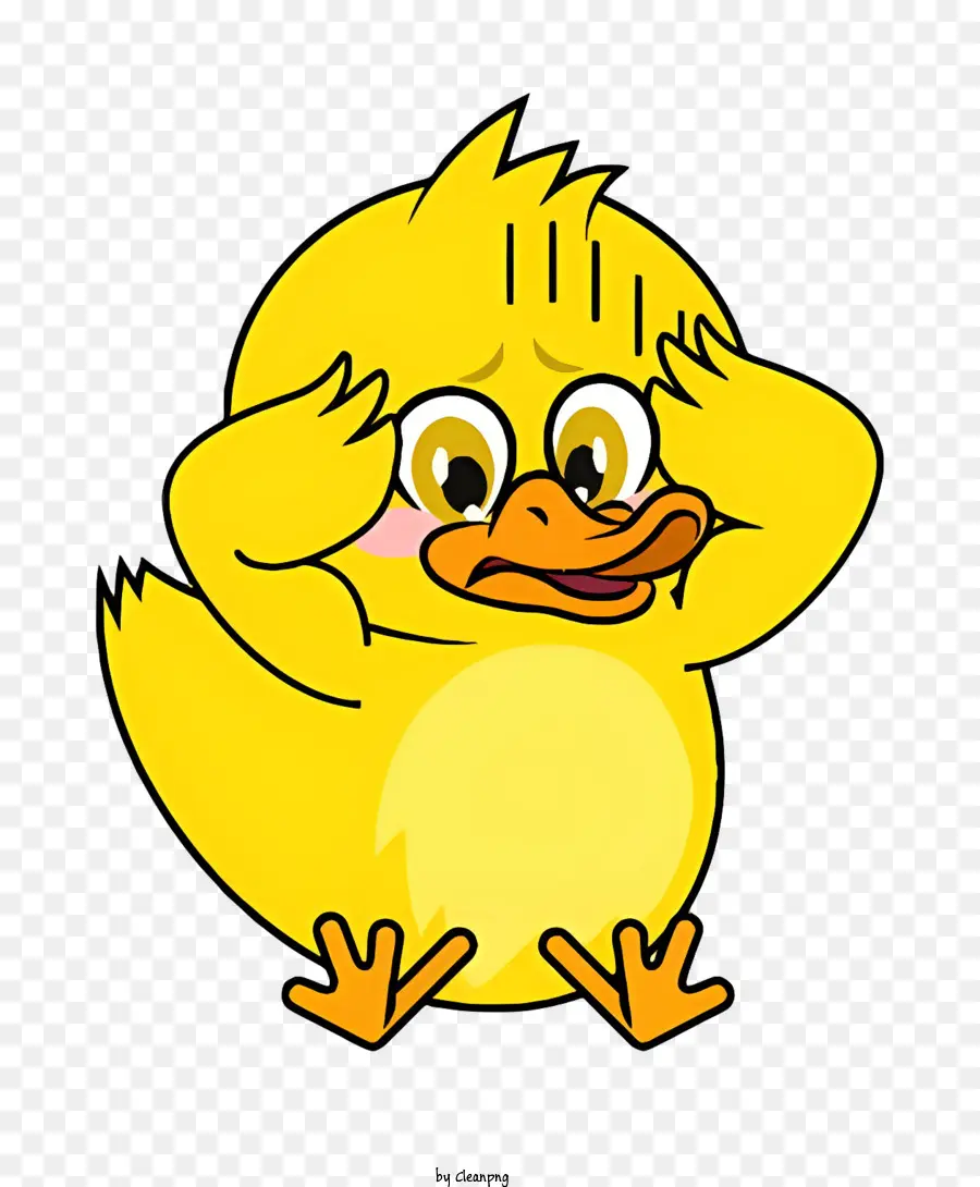 cartoon Tiere - Cartoon gelbe Ente, die Mütze und Schürze tragen