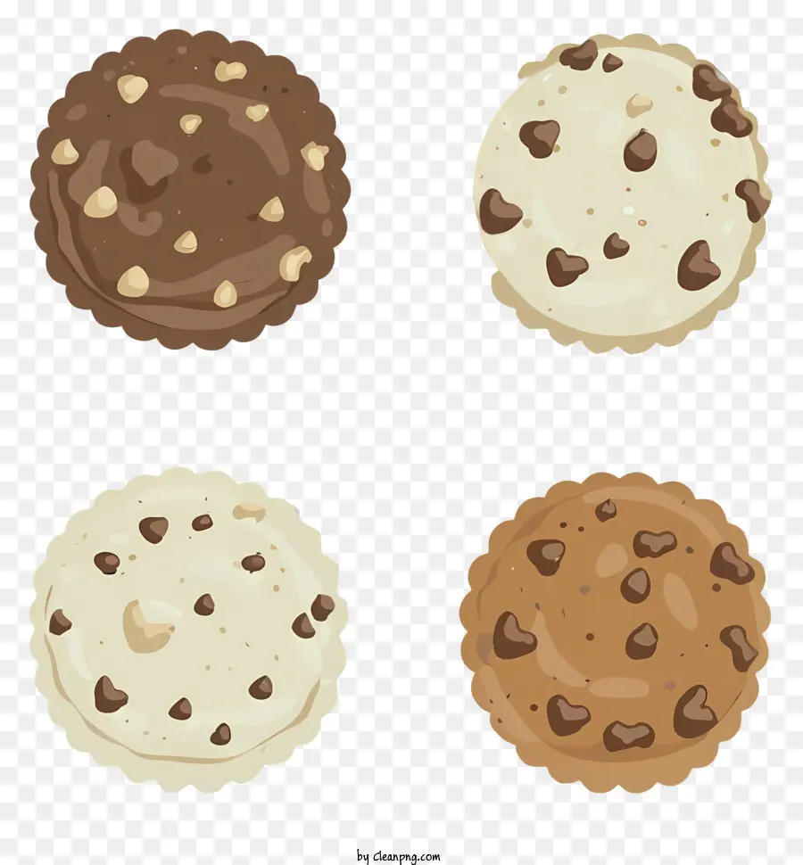 Cartoon Schokoladenkekse Dessert nach dem Abendessen Snack halbkreisförmige Form - Schokoladenkekse mit weißem Zuckerguss
