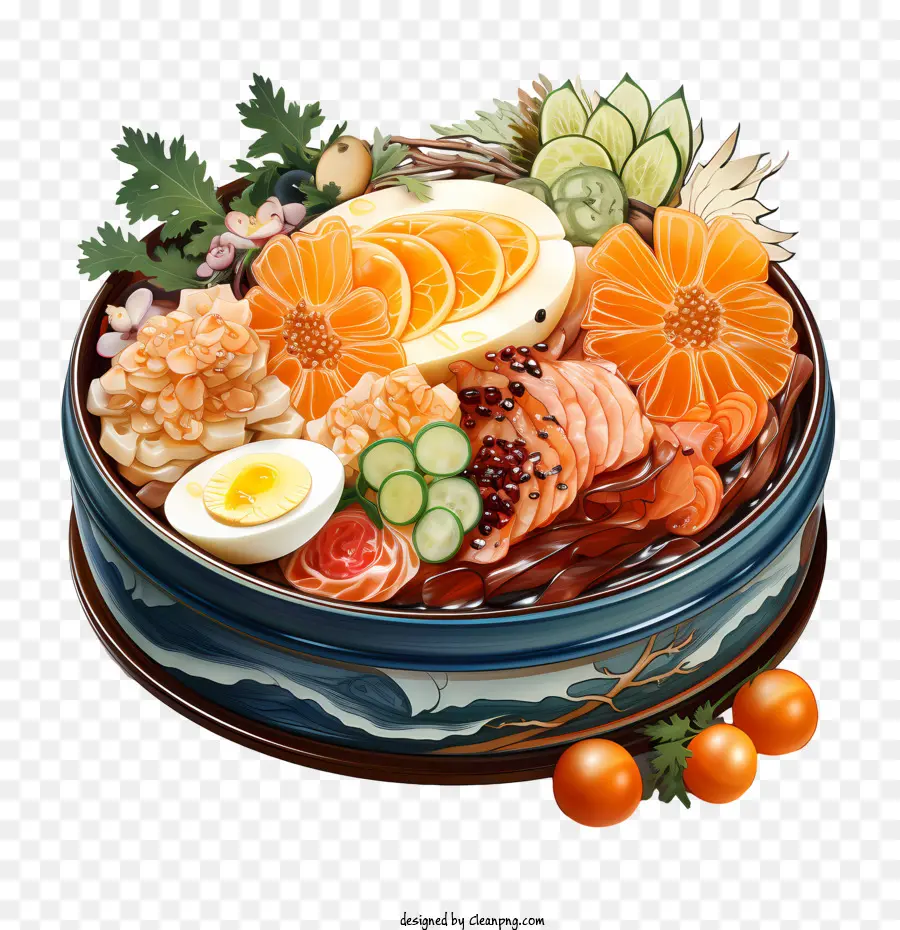Bento Box Food Bowl lát cam cắt lát chanh cắt lát dưa chuột - Bát tươi sống, trang trí của các thành phần các loại