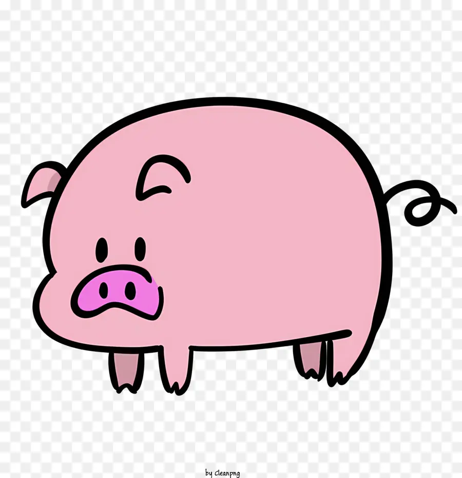 hoạt hình Pink Pig Hind Hind Biểu hiện nghiêm túc mở miệng - Lợn hồng nghiêm túc với cổ áo trên nền đen
