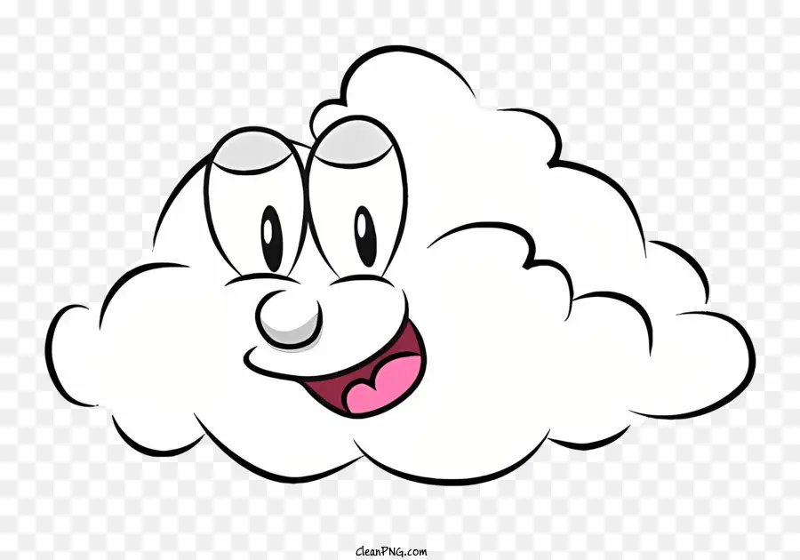 Cartoon Cloud - Lächelnde Wolke mit blauer Farbe und rosa Zunge