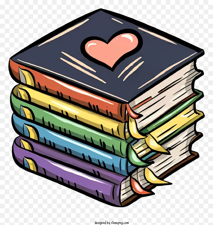 đống sách - Sách được xếp chồng lên nhau biểu tượng trái tim đại diện cho tình yêu cho việc đọc