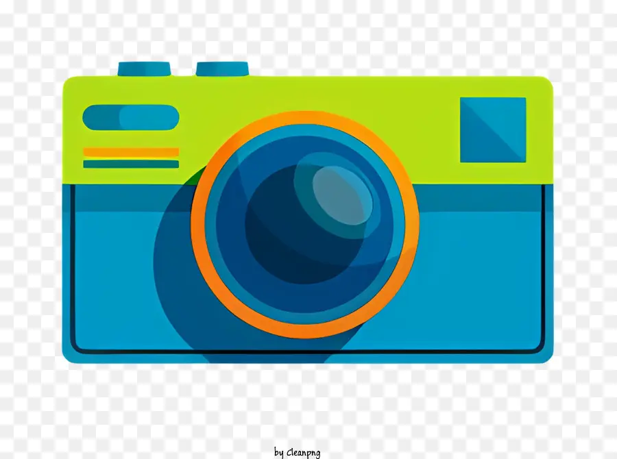travel digital camera blue and green camera orange lens rectangular camera