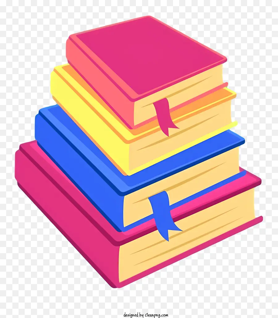 Stapel Bücher - Stapel von 5 farbenfrohen Büchern mit Band