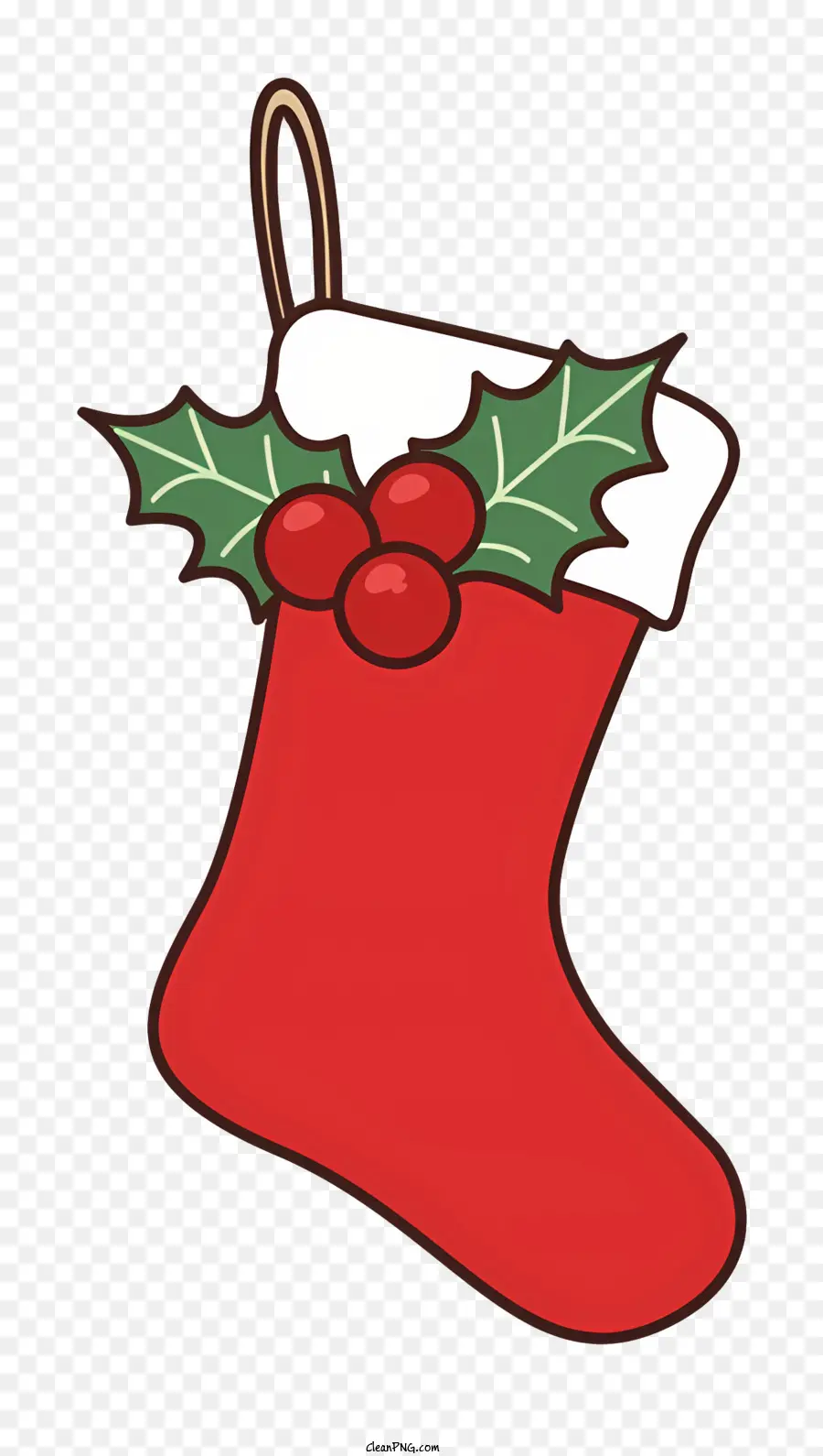Weihnachts Socke - Rote Socke mit Holly Bush und Bogen