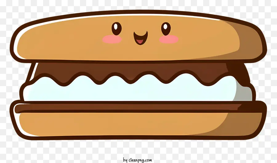Cartoon Ice Cream Sandwich Cartoon Schlagsahne Schokoladenkekse - Cartoon -Eiscremesandwich mit fröhlichem Gesicht