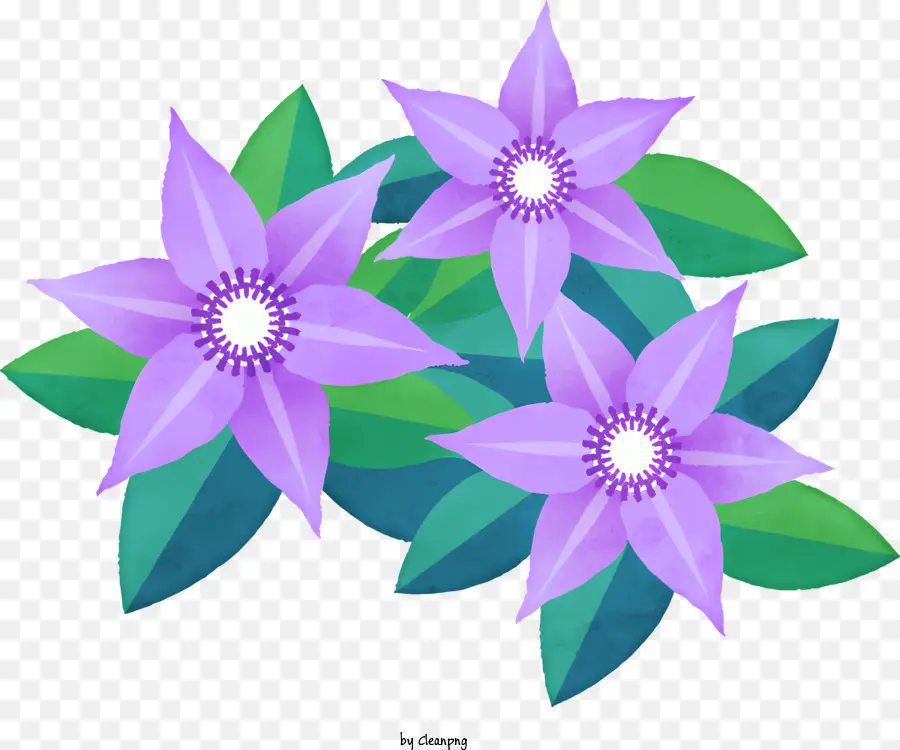 hoa sắp xếp - Ba bông hoa màu tím đóng trên thân cây xanh