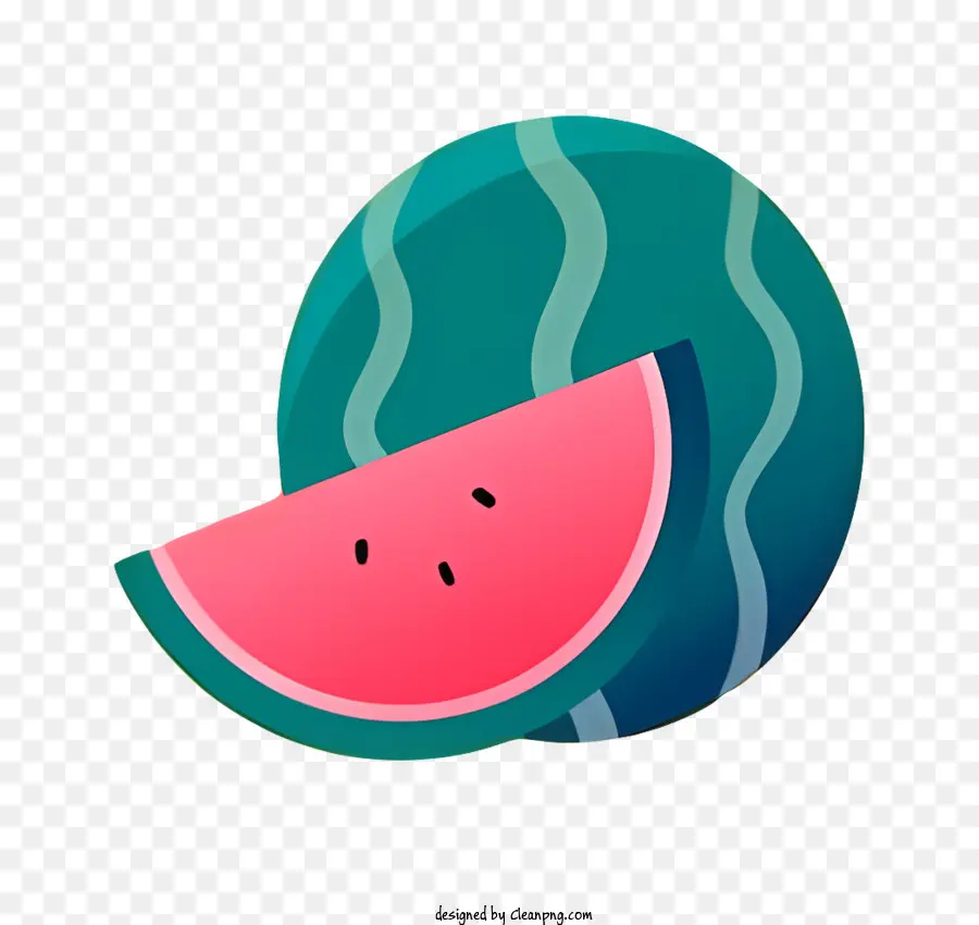 Wassermelone - Wassermelonenscheibe mit grüner Mitte und rosa Haut