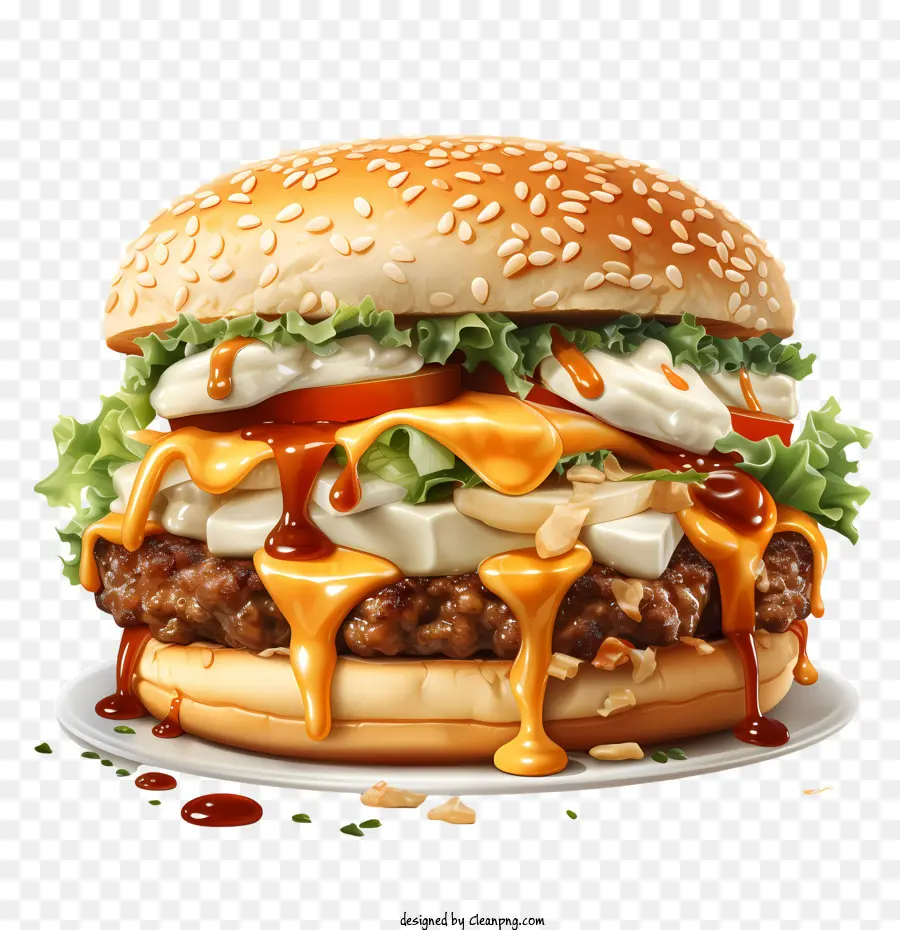 patatine fritte - Immagine di un cheeseburger con patatine fritte e condimenti