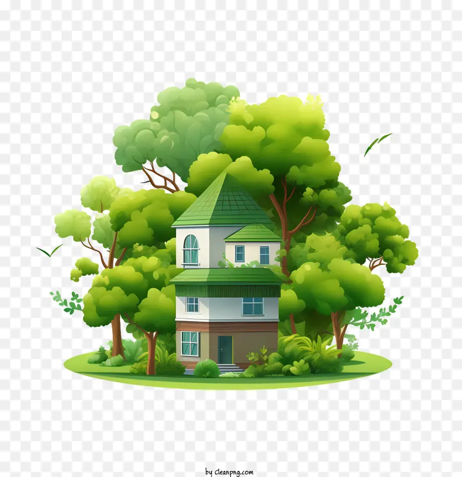 eco house forest trees green house