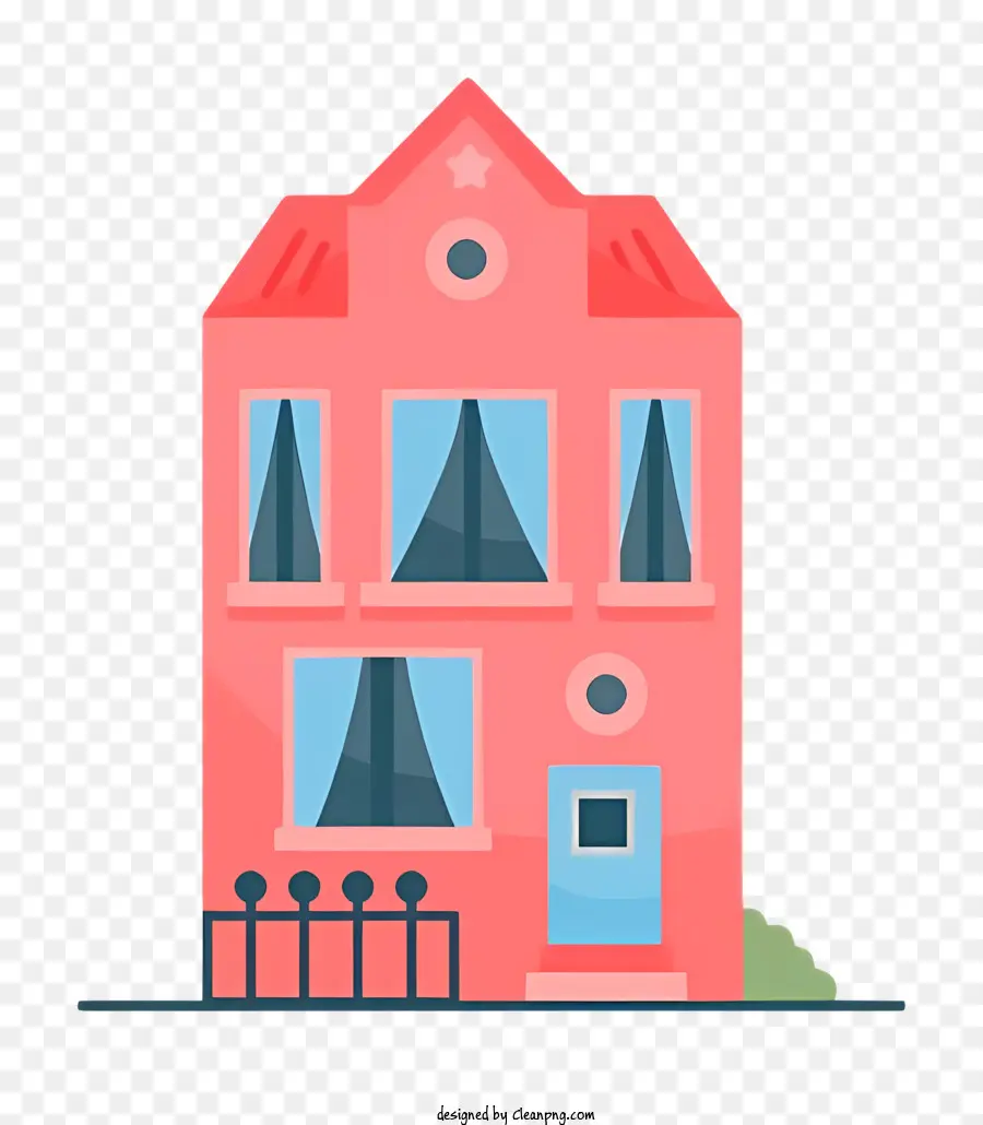 Haus Pink House Zweistöckige Haus Balkon weiße Verkleidung - Rosa Haus mit Balkon, weißer Trimm, Kamin