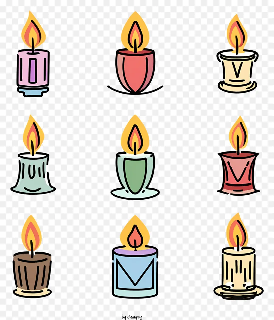Cartoon farbenfrohe Kerzen flackern Kerzen grundlegende Design Hochzeit Kerzen - Sechs farbenfrohe Kerzen, fünf flackernde, einfaches Design