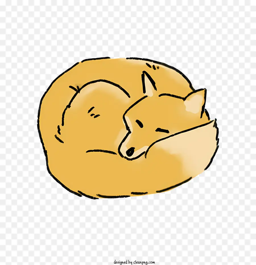 cartoon fox sleeping curled up eyes closed