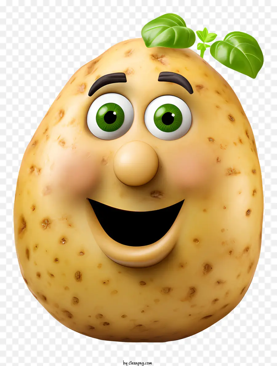 Emoji st. 
Elementi del giorno di Patrick Sorriscono le foglie verdi di patate con foglie - Patate sorridenti con foglie verdi e occhi chiusi