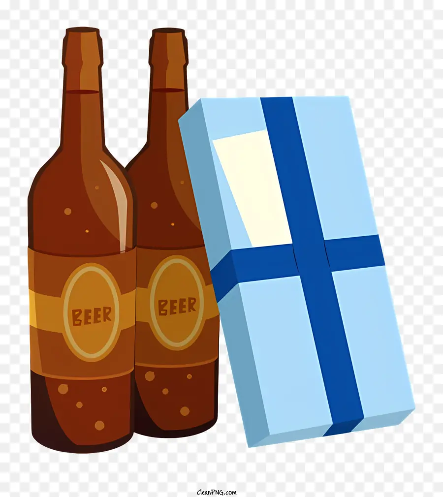 dải băng xanh - Hình ảnh thực tế: chai bia có ruy băng sinh nhật