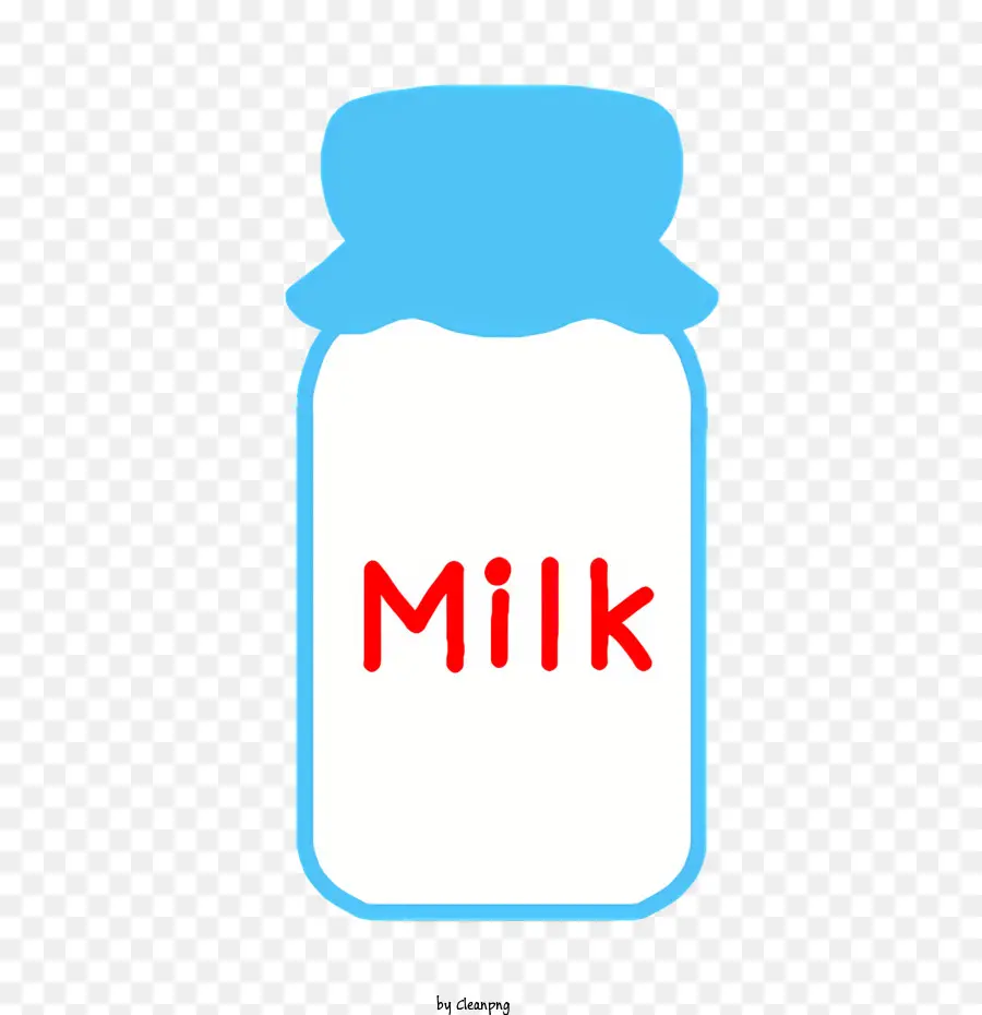 Cartoon Milchblau Glasflasche hausgemachte Milch Red Plastikkappe - Blaue Glasmilchflasche mit roter Kappe und Etikett